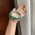 糯冰带色翡翠平安镯（56mm）（yc376717）