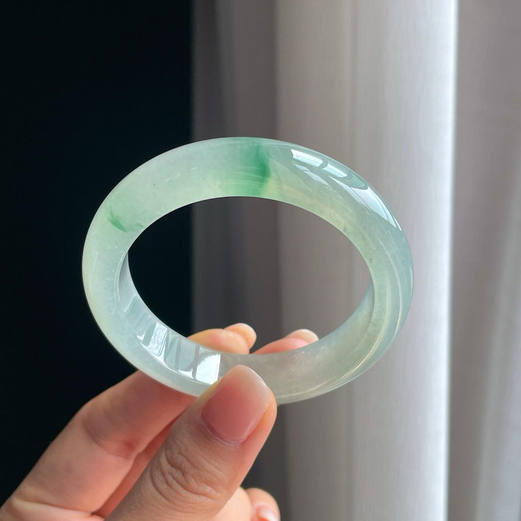 冰种飘花翡翠平安镯（52.3mm）（yc389581）