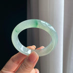 冰种飘花翡翠平安镯（52.3mm）（yc389581）