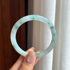 糯冰飘花翡翠圆条手镯 51圈（yc435383）