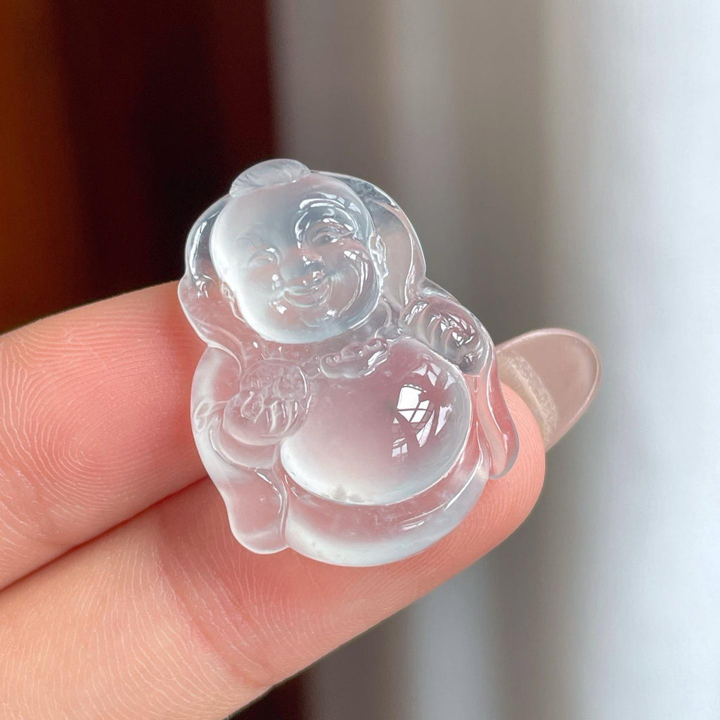 冰玻种无色翡翠宝宝佛（yc240368）