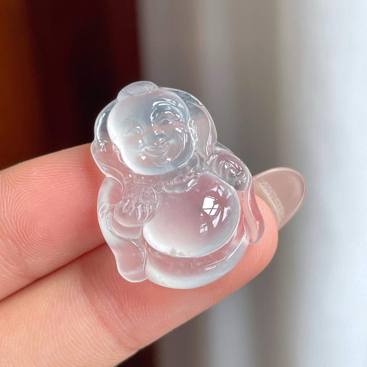 冰玻种无色翡翠宝宝佛（yc240368）