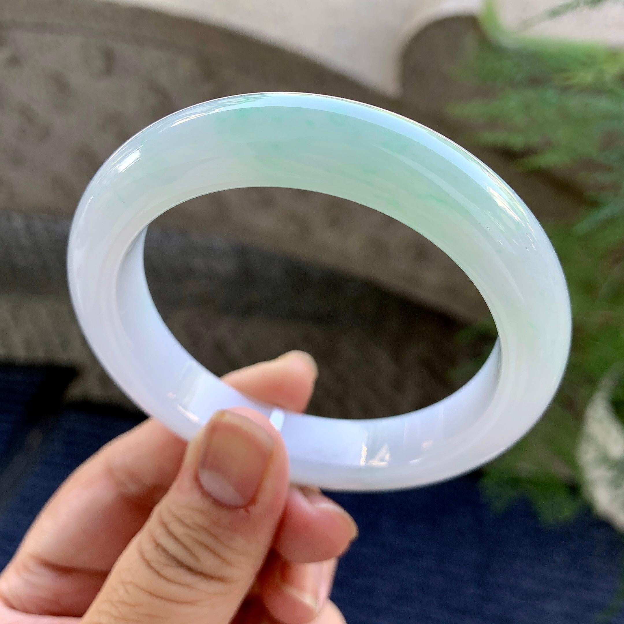 细糯种带底色飘花平安镯（56.3mm）（yc249439）