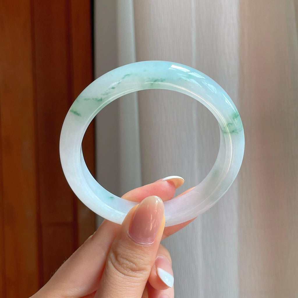 糯冰飘花翡翠平安镯（55mm)（yc374597）