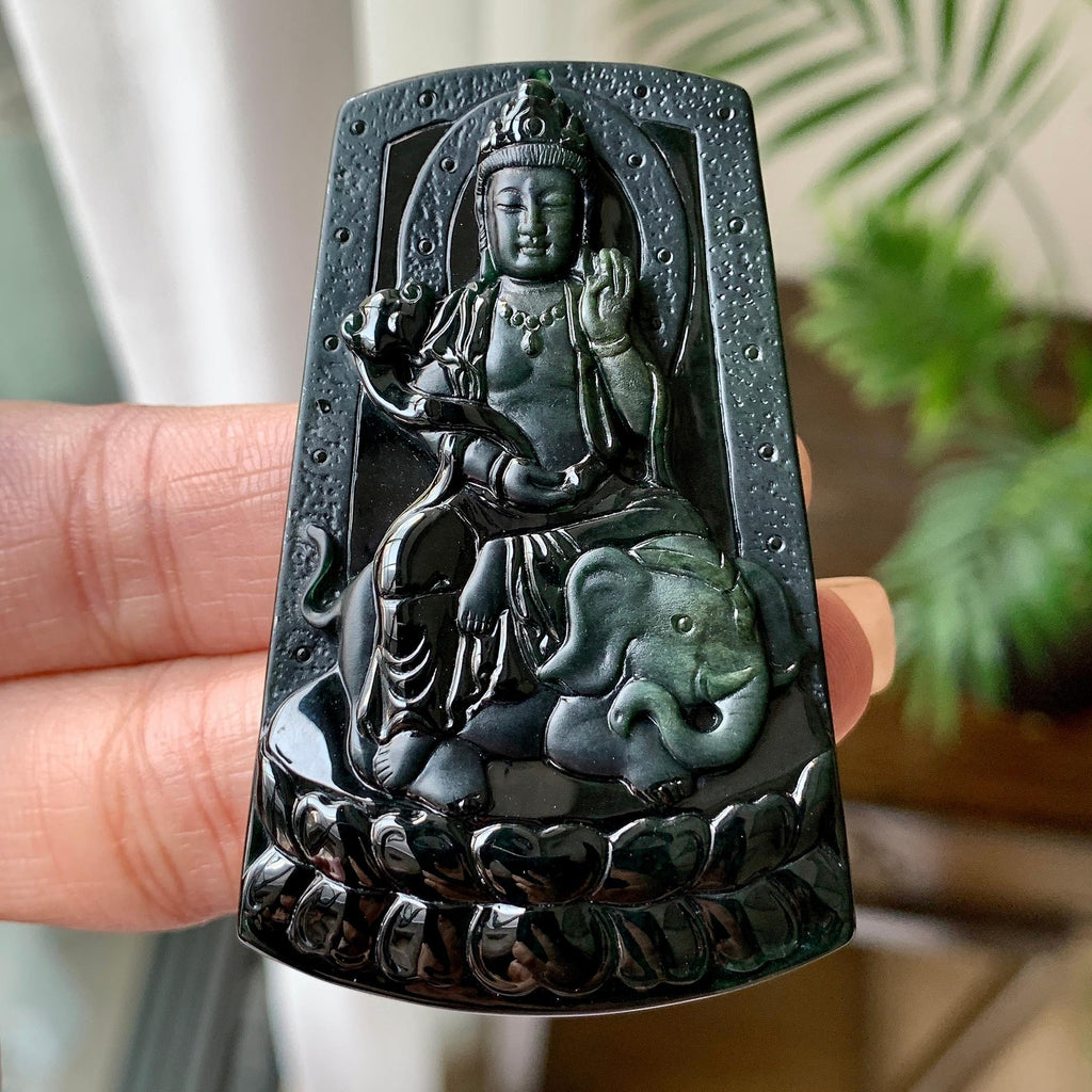 细糯种普贤菩萨挂件 天然缅甸A货翡翠（yc351363）