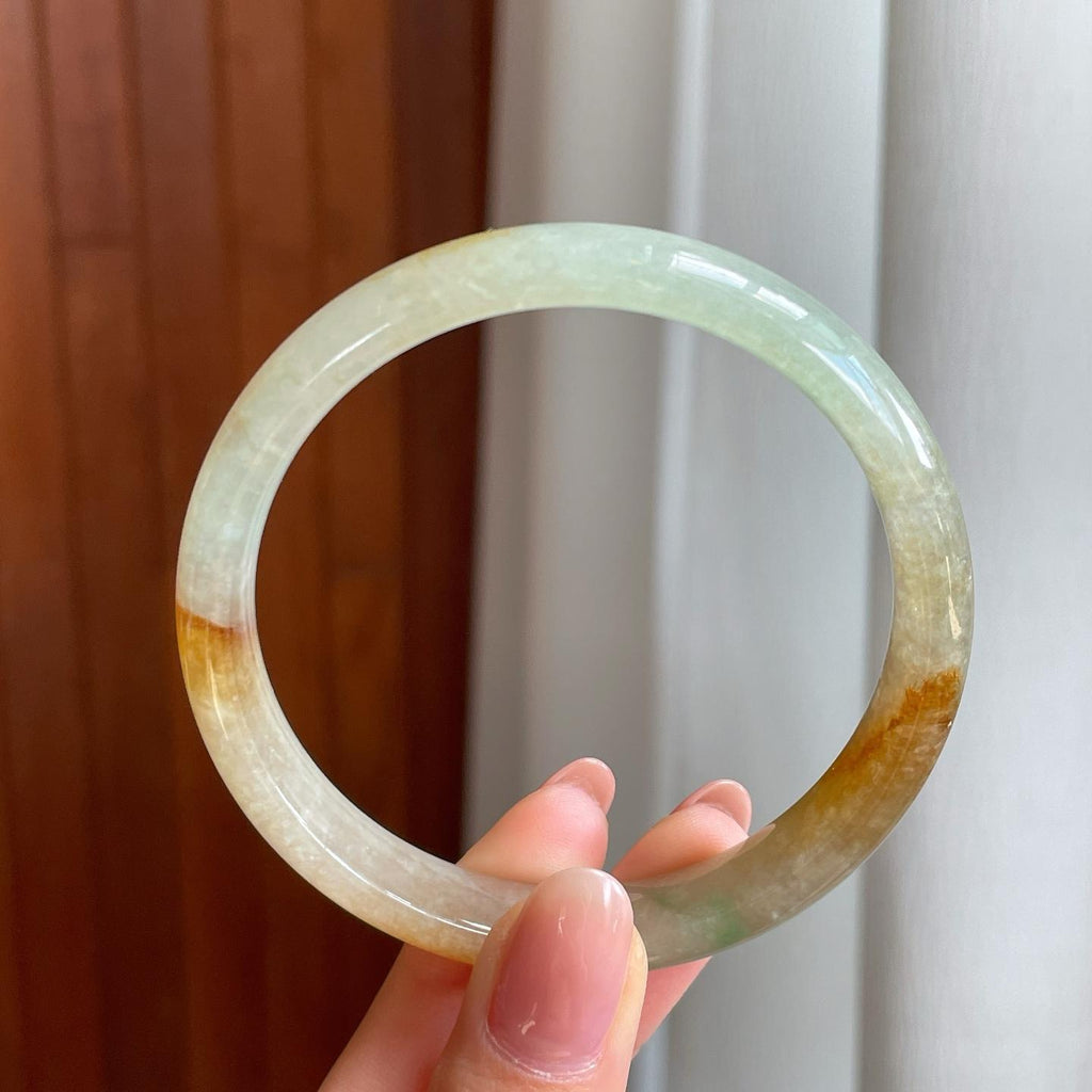 冰种黄翡翡翠平安镯（58.8mm）（yc333819）