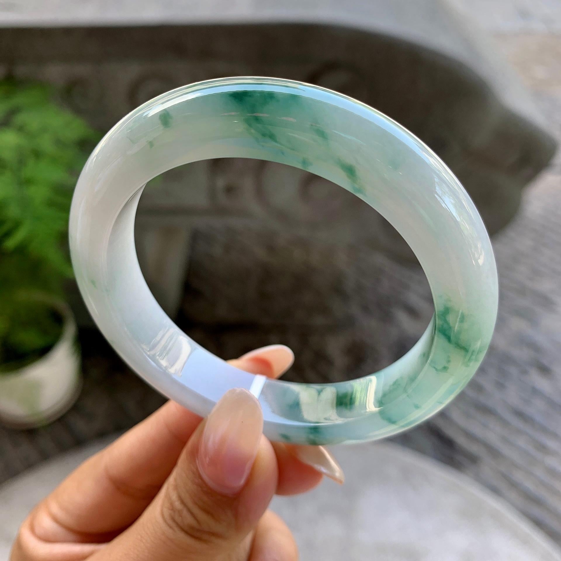 细糯种飘花平安镯（56mm）（yc199561）