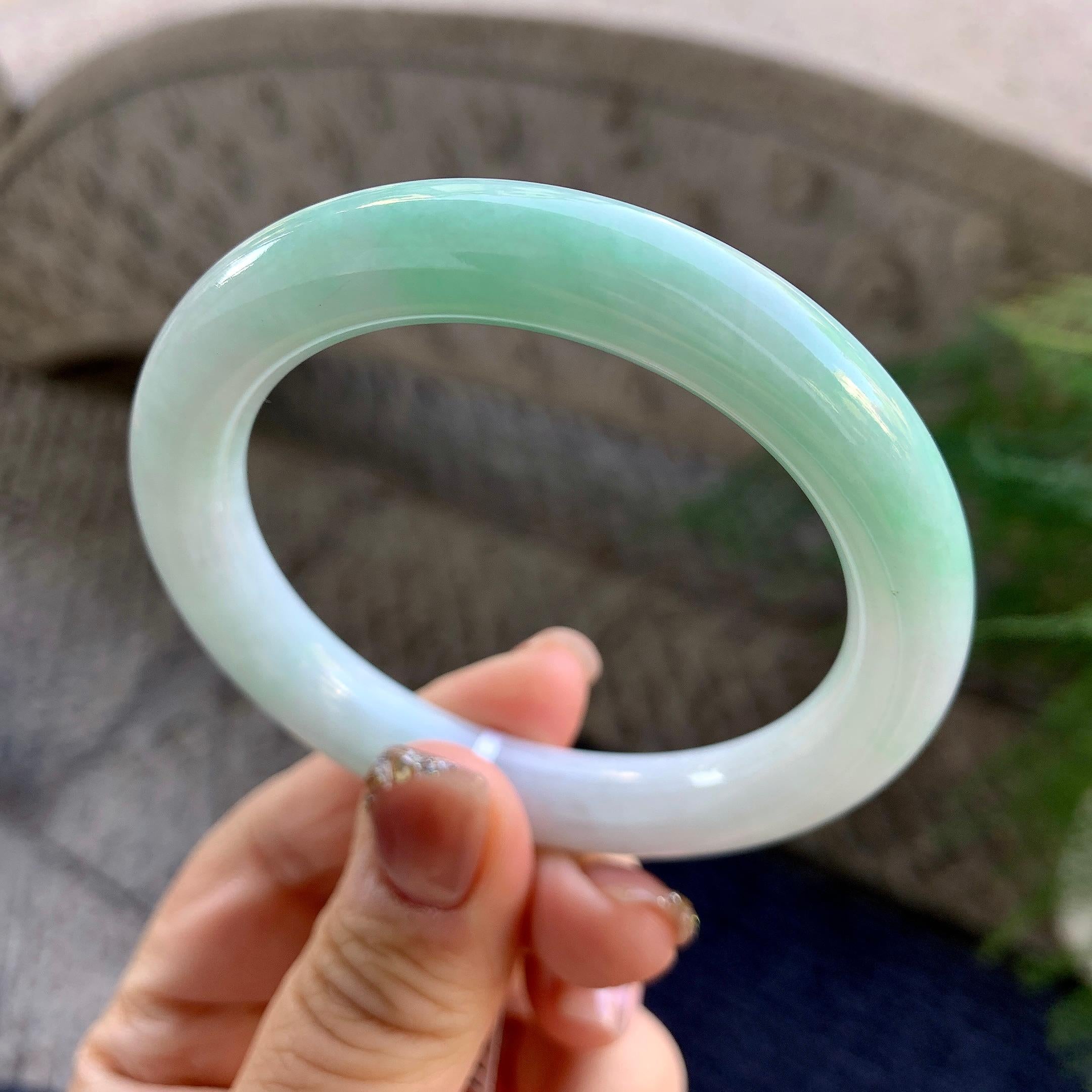 细糯种淡晴底圆条手镯（54mm）（yc276207）