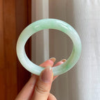 糯冰带色翡翠平安镯（57.3mm)（yc374645）