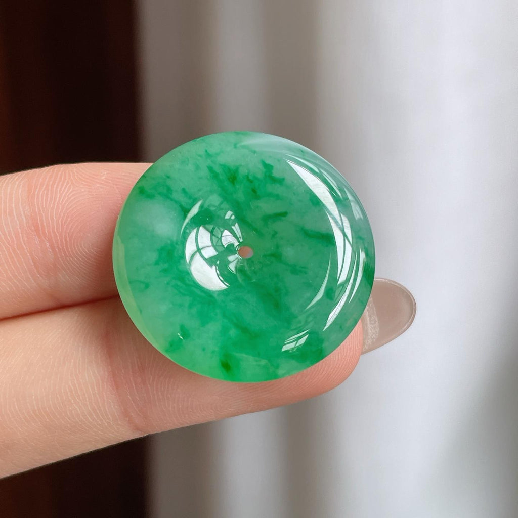 糯冰带色翡翠平安扣（yc240427）