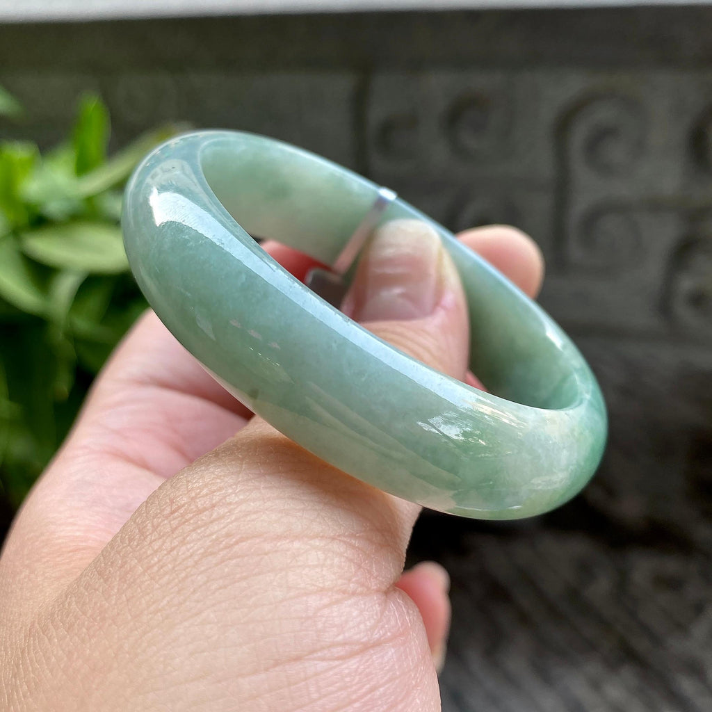小圈口 糯种油青贵妃手镯51.5圈口 天然缅甸A货翡翠（yc313322）