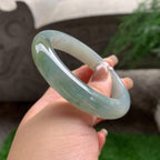 细糯种油青底飘蓝花黄翡正圈平安镯 56.2圈口 天然缅甸A货翡翠（yc383137）