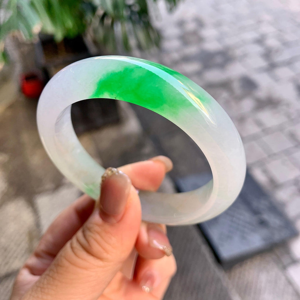 糯冰种飘阳绿平安镯（52mm）（yc292641）