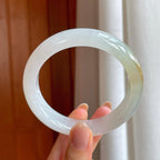 冰种飘黄翡翠平安镯（59.5mm)（yc376756）