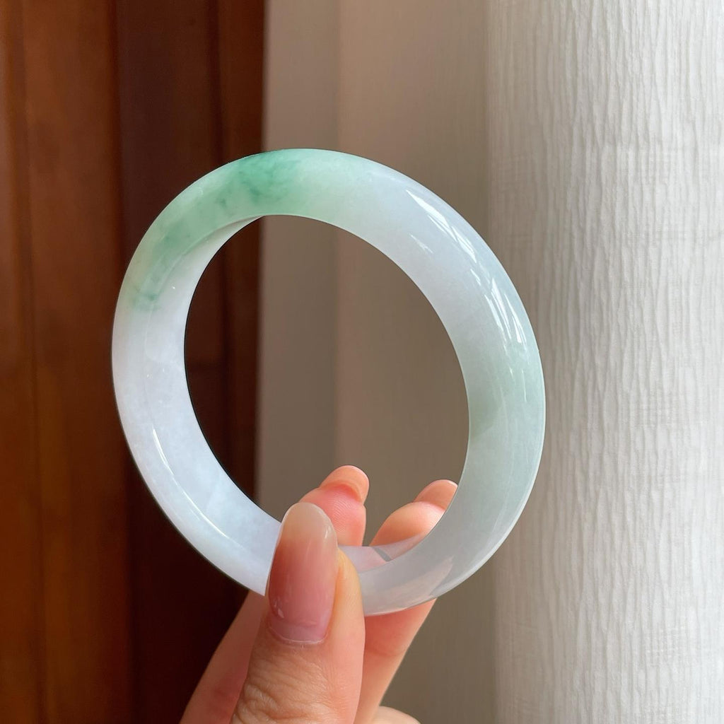 冰种飘花翡翠平安镯（55.7mm)（yc373976）