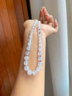 18k金镶冰玻种无色翡翠珠串项链（yc241846）