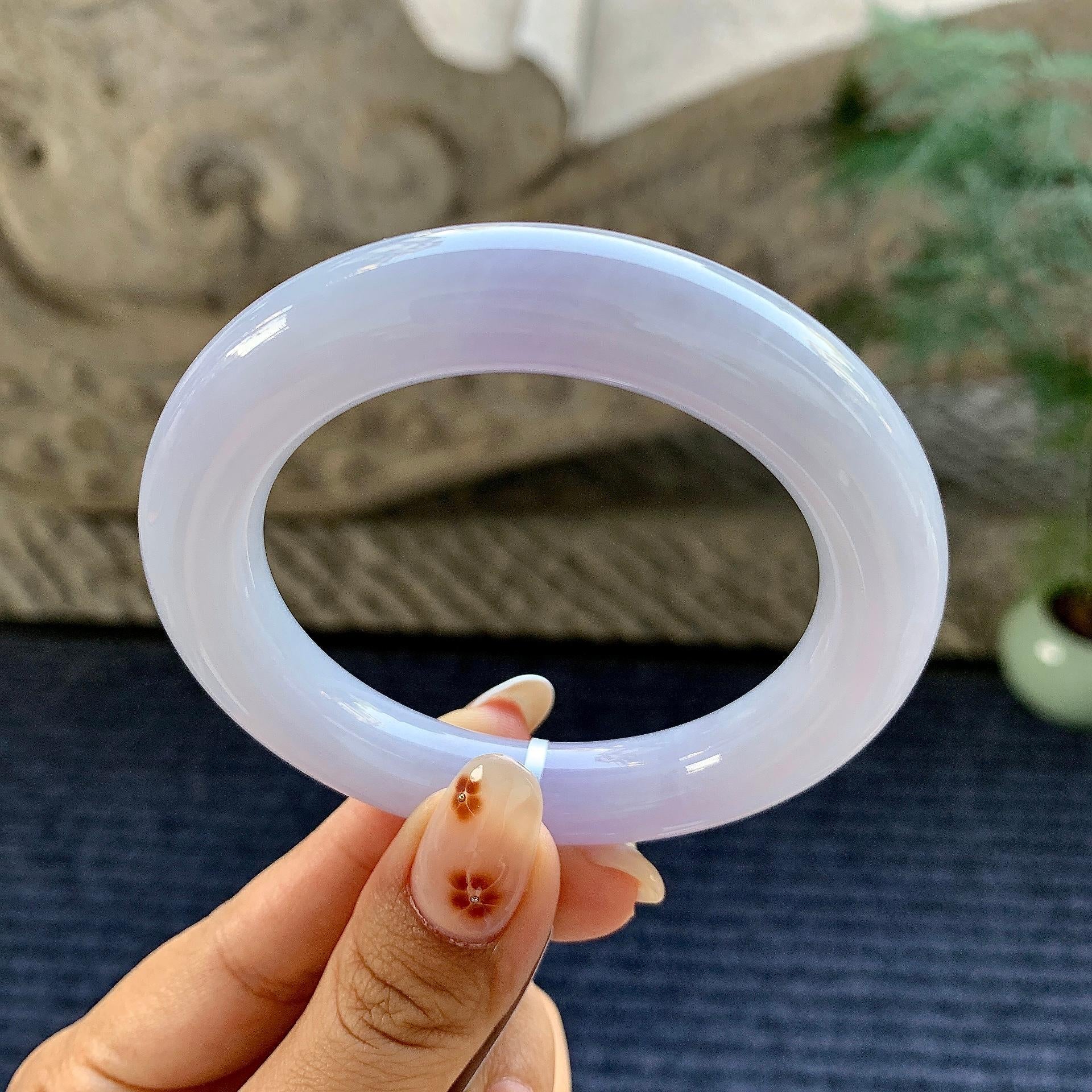 细糯种淡紫罗兰圆条手镯（53.4mm）（yc243437）