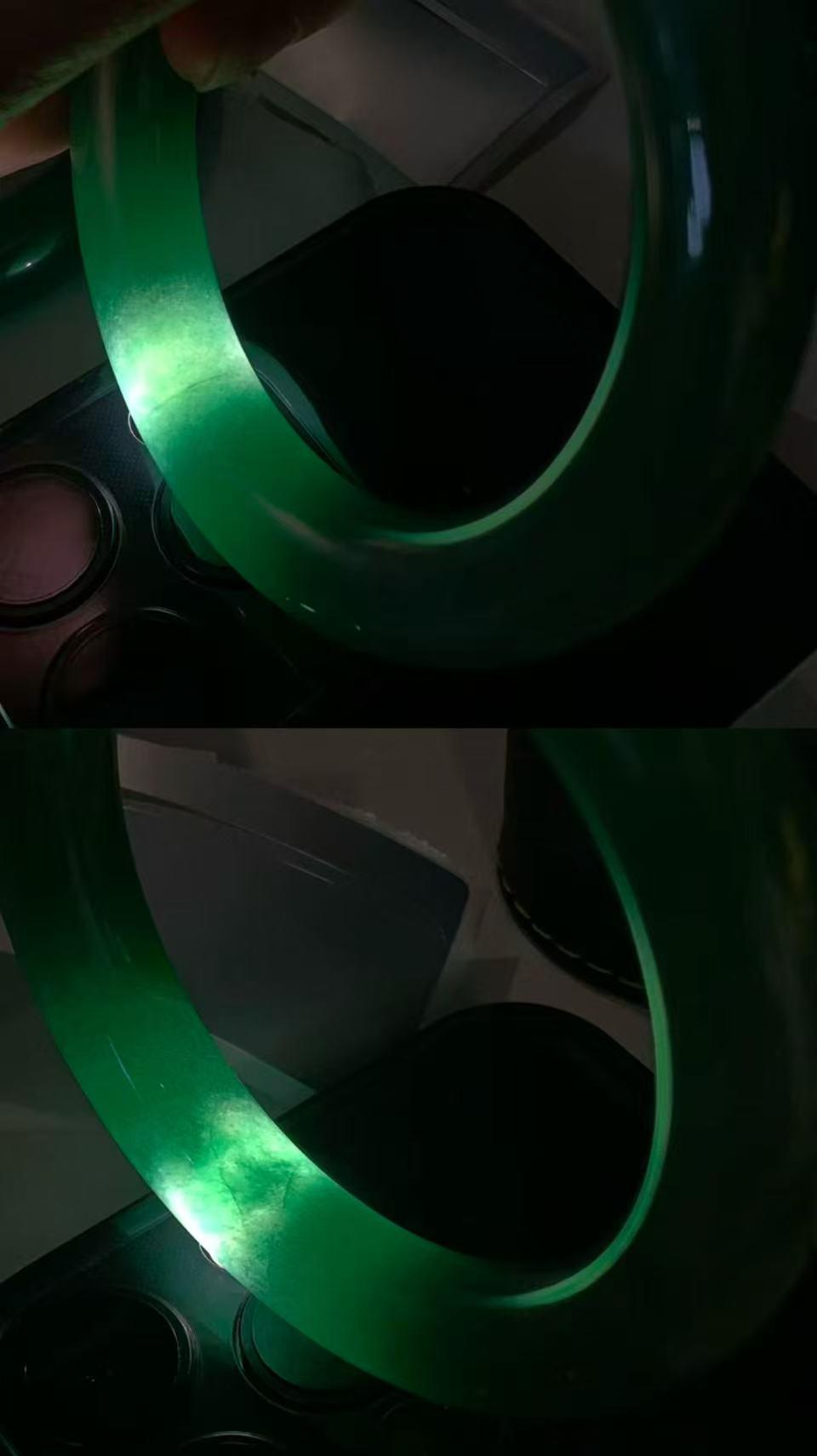 糯冰种满绿圆条手镯一对（58mm）（yc311880）