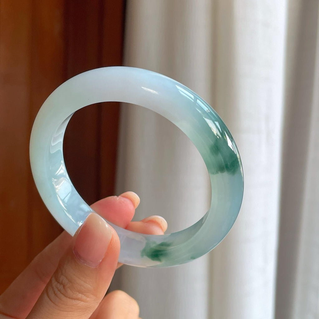 糯冰飘花翡翠平安镯（56mm）（yc400163）