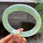 细糯种湖水绿正圈平安镯57.5圈        天然缅甸A货翡翠（yc389225）