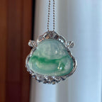 18k金钻镶冰种飘花翡翠财神（yc265746）