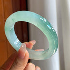 冰种飘花翡翠平安镯（58.8mm）（yc210096）