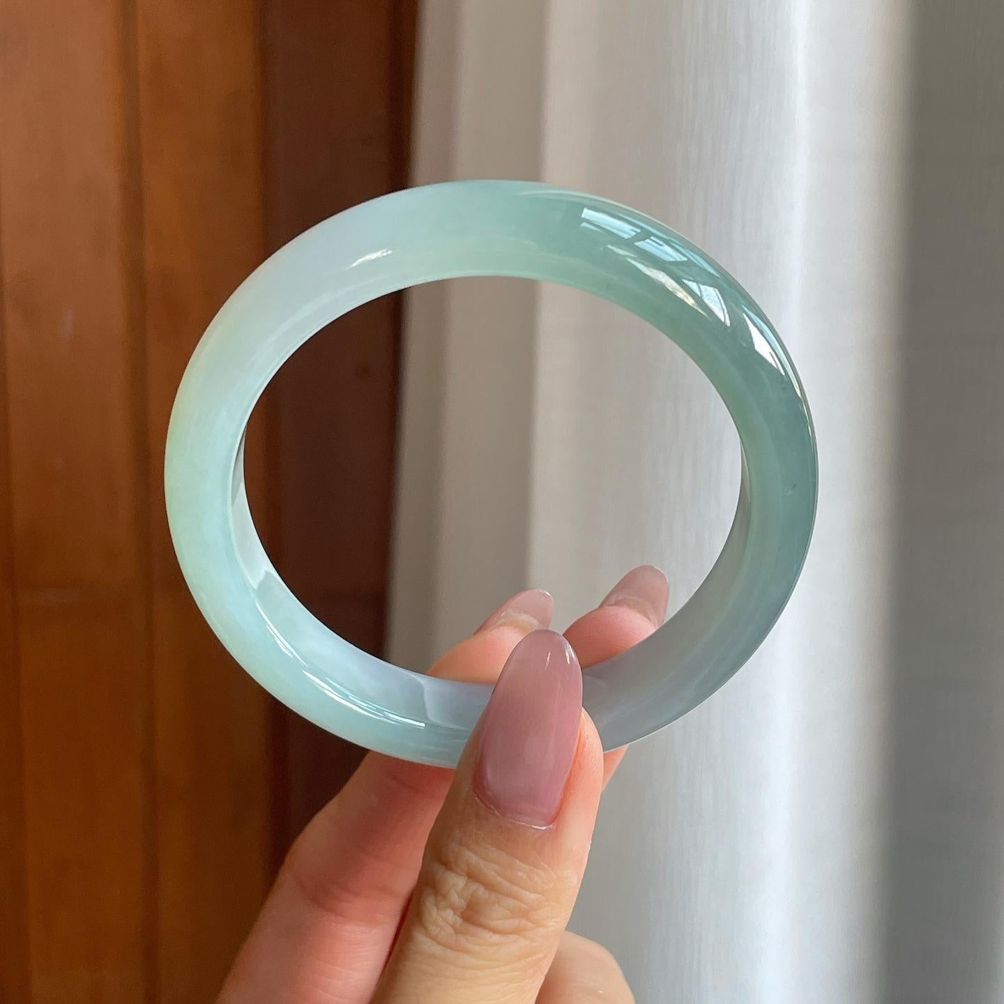 糯冰蓝晴底翡翠平安镯（56.5mm）（yc286516）