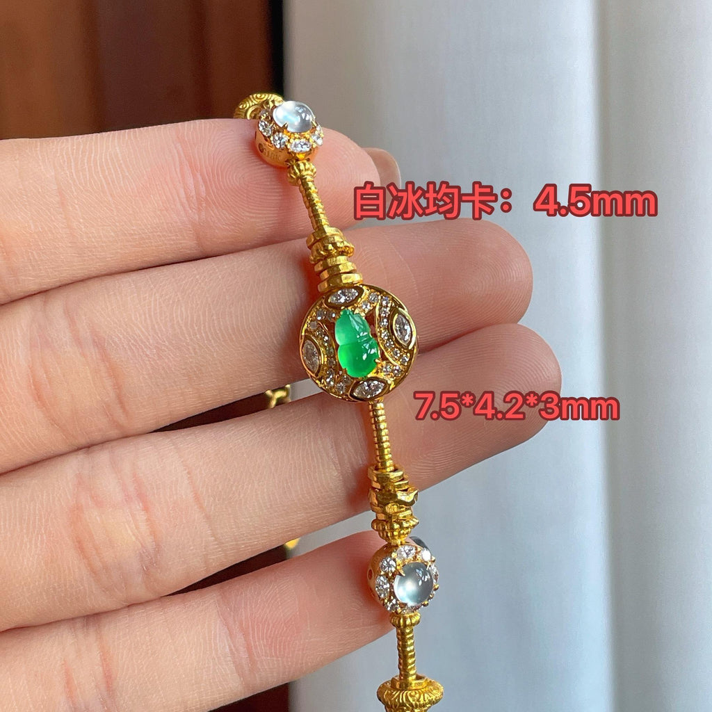 24k金钻镶冰种翡翠手链（yc286649）