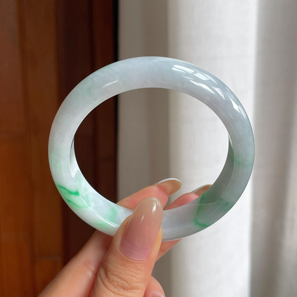 糯冰飘花翡翠平安镯（55mm)（yc413771）