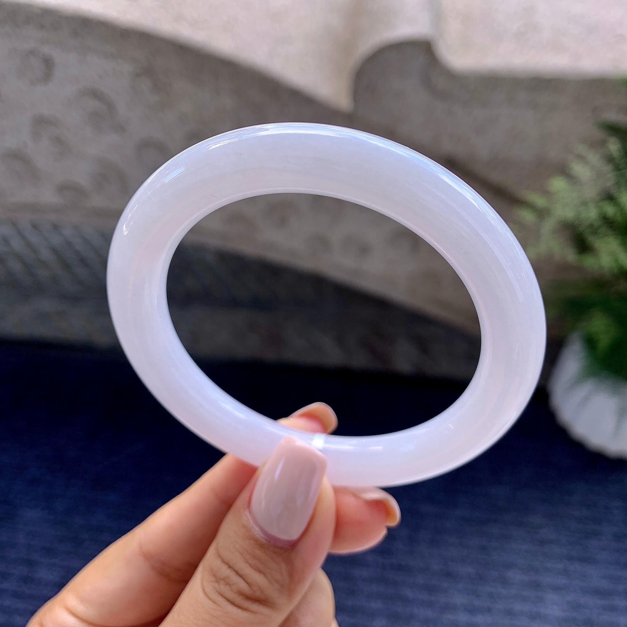 细糯种淡紫罗兰圆条手镯（54.6mm）（yc223954）
