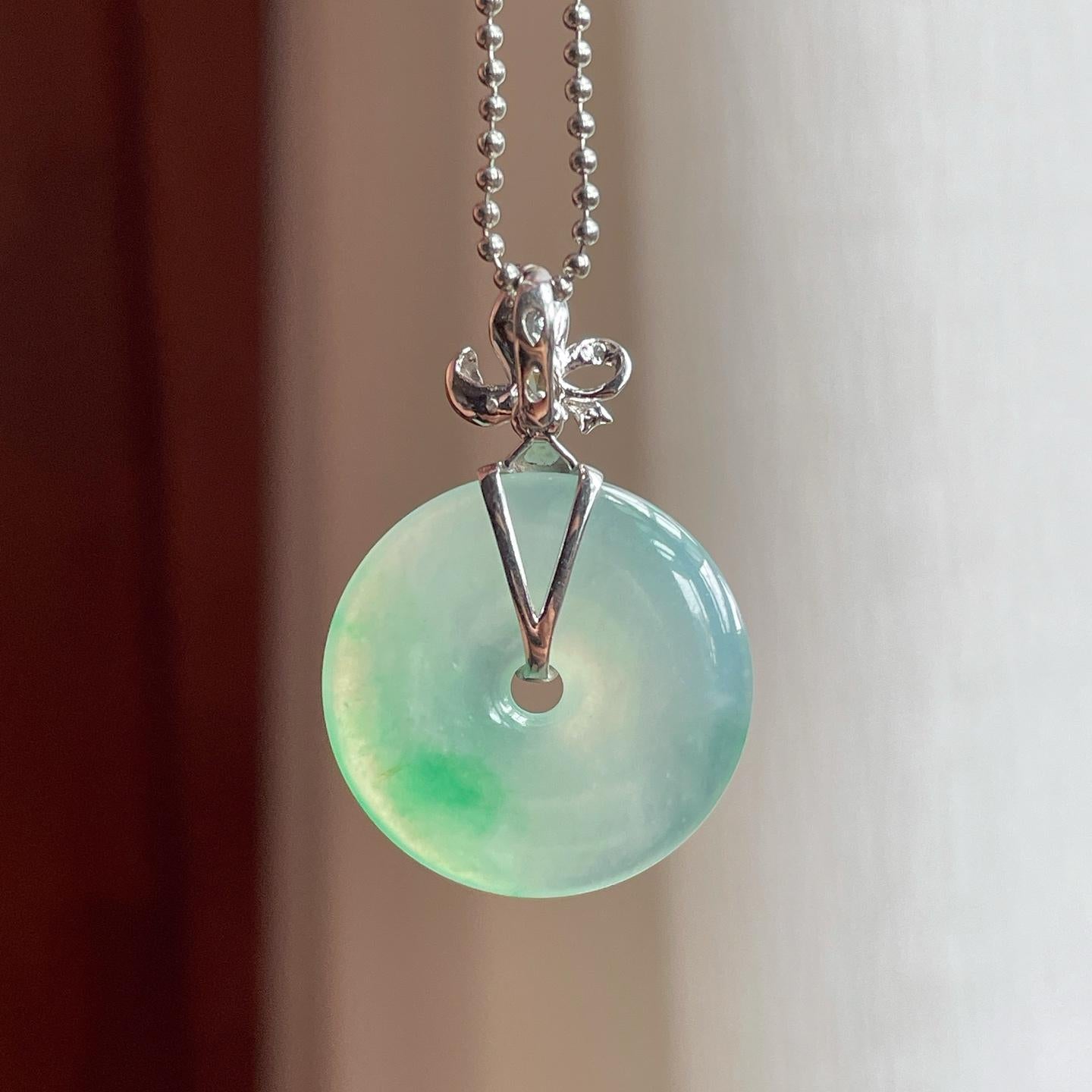 18k金扣冰种带色翡翠平安扣（yc248546）