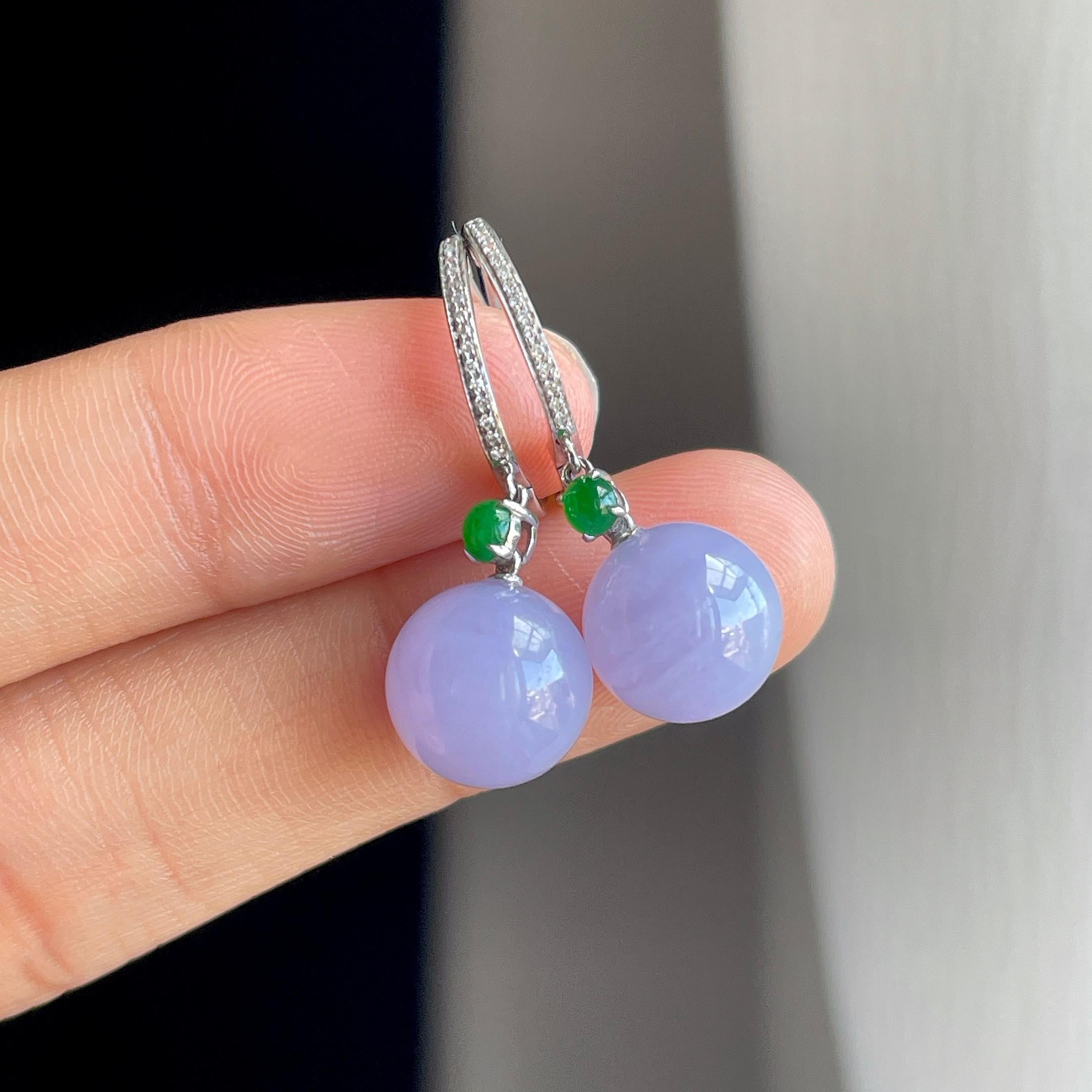 18k 金钻镶糯冰紫罗兰翡翠耳饰（yc318563）