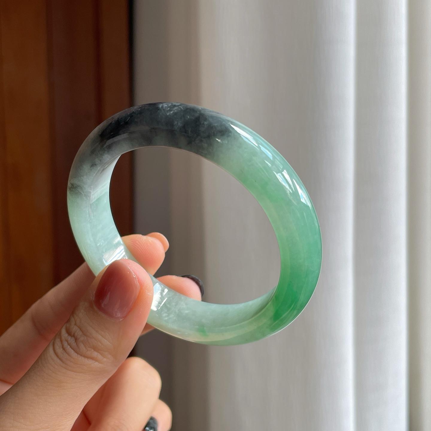 糯冰带色乌鸡特色镯（54mm）（yc277379）