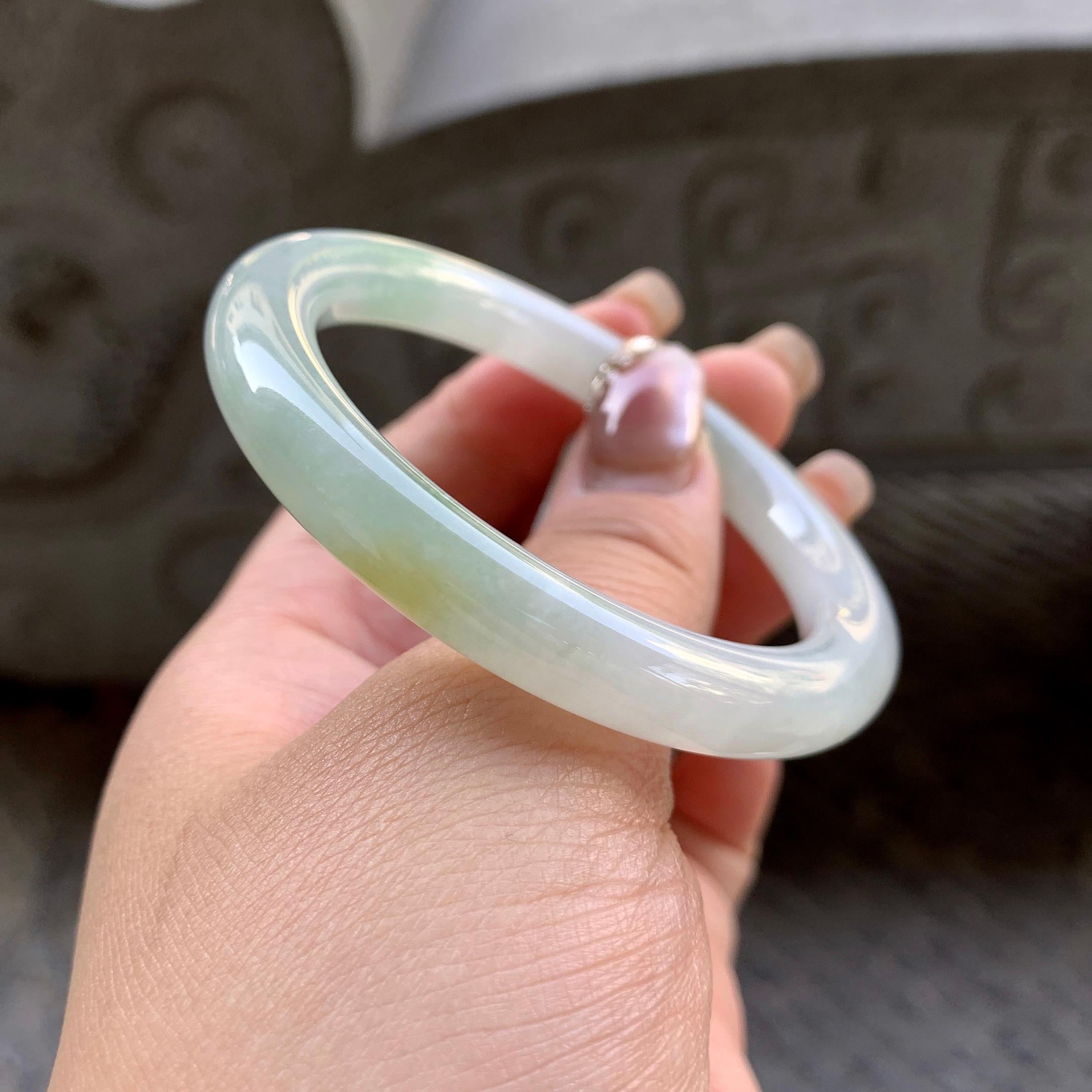 细糯种飘黄翡圆条手镯（51.8mm）（yc296333）
