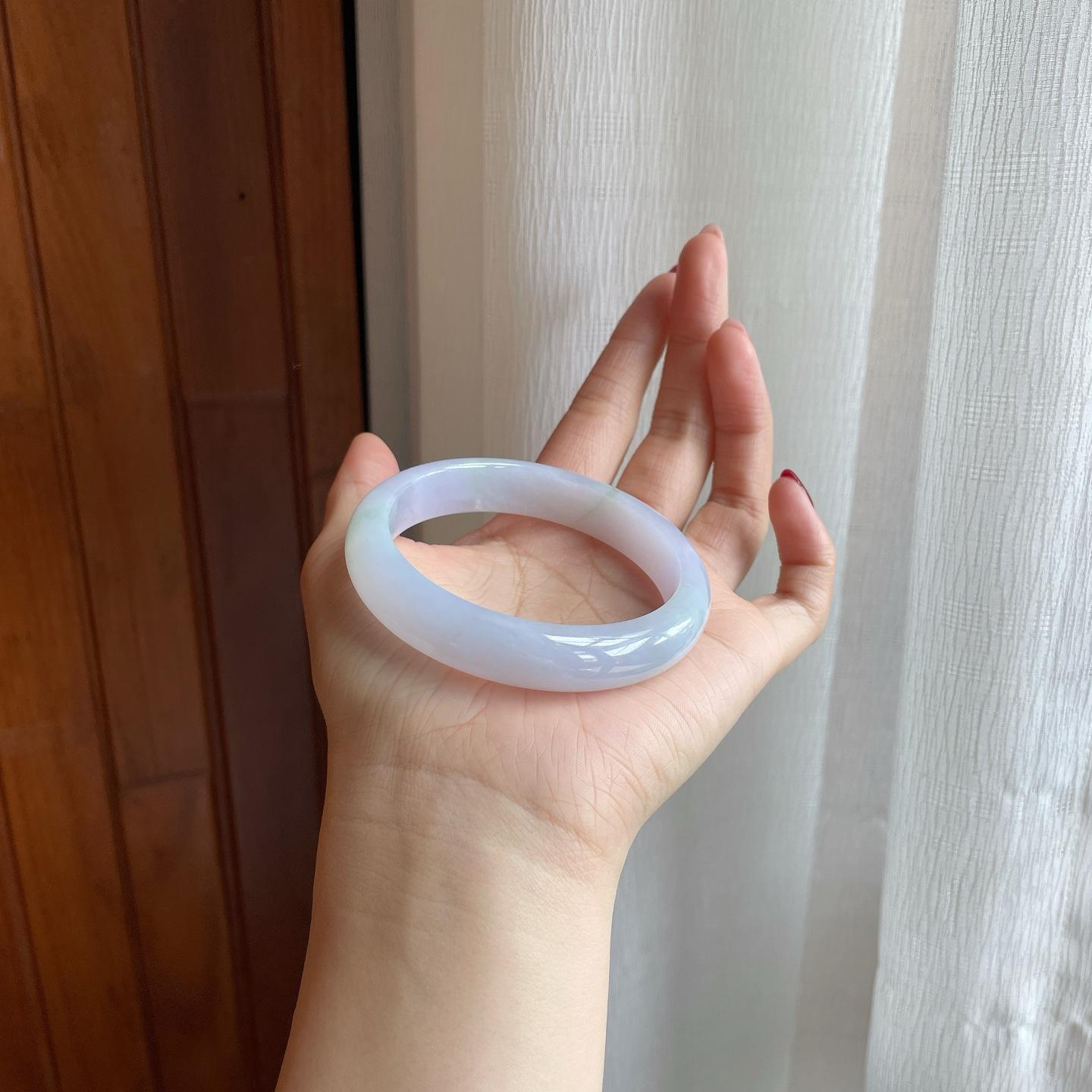 糯冰淡椿彩底翡翠平安镯（59mm）（yc305923）