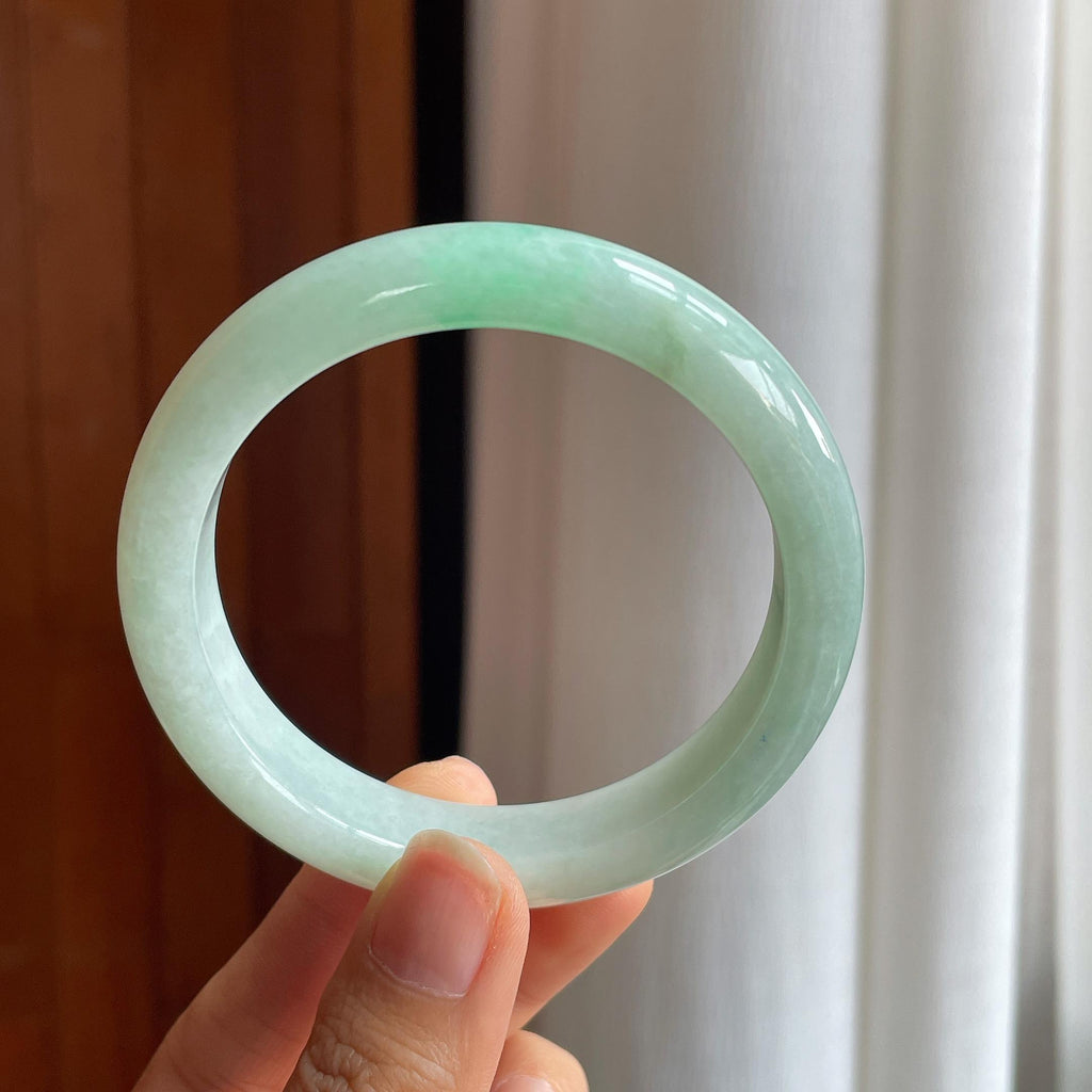 糯冰果绿翡翠平安镯（58mm）（yc373952）