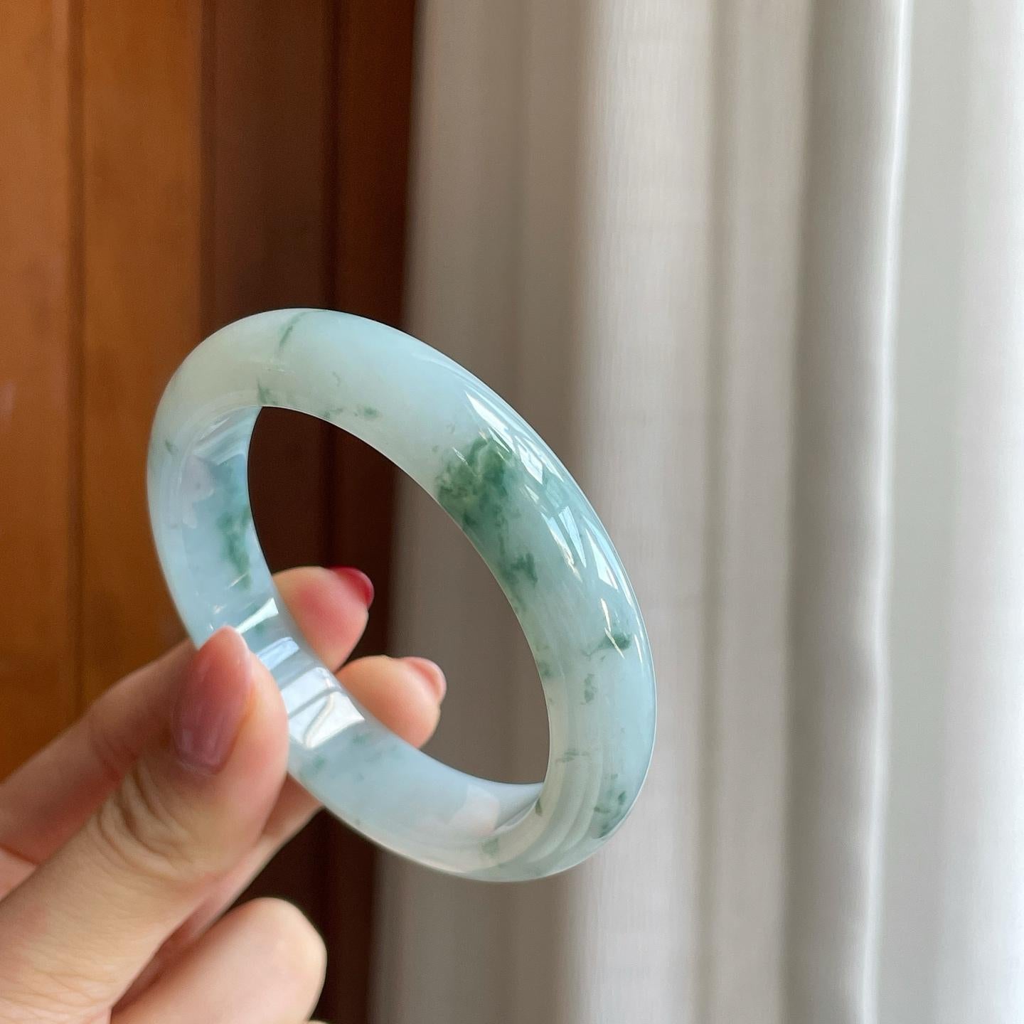 糯冰飘花翡翠平安镯（54.6mm）（yc301444）
