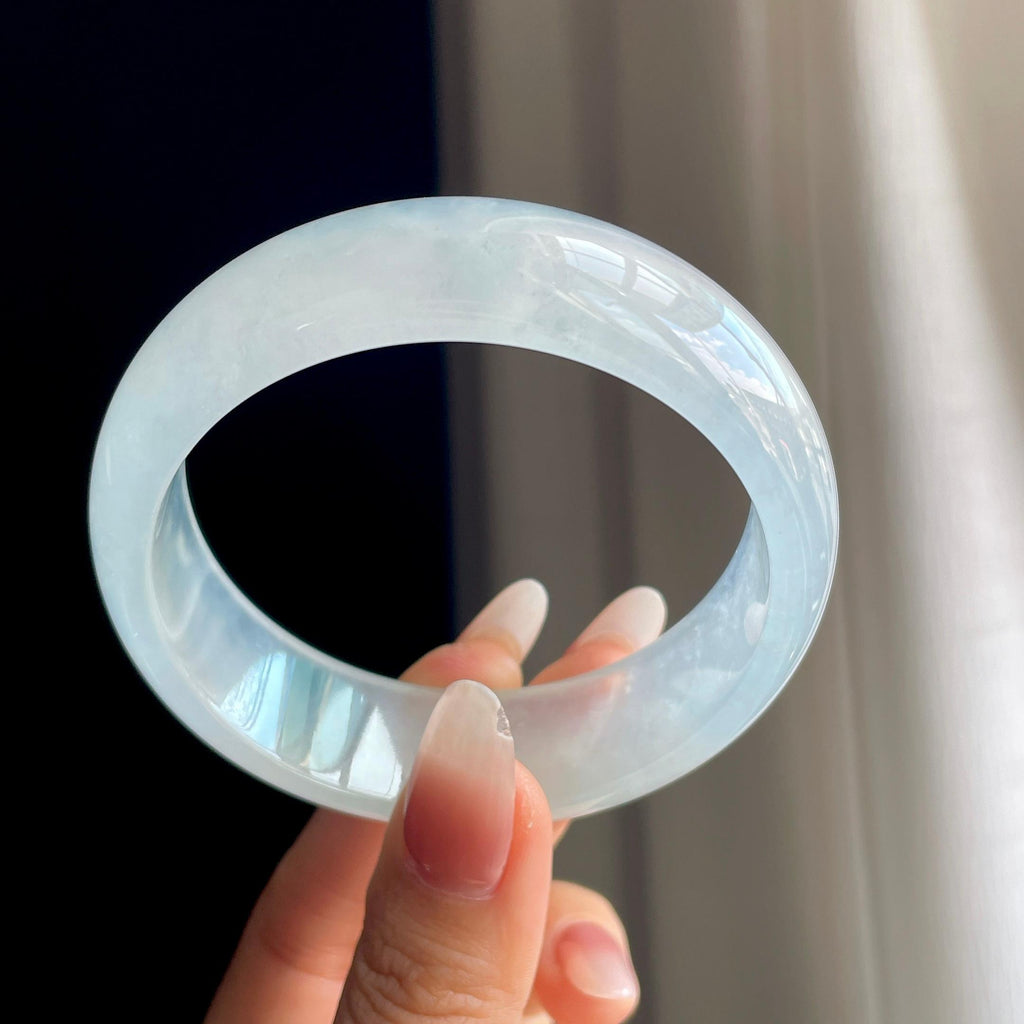 冰玻种宽版翡翠平安镯（59.8mm）（yc303074）