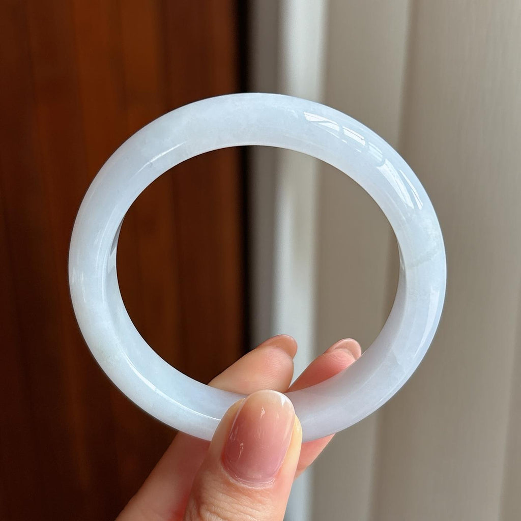 糯冰淡春底翡翠平安镯（54mm）（yc333065）