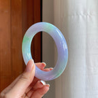糯冰春带彩翡翠圆条手镯（57.2mm)（yc376694）