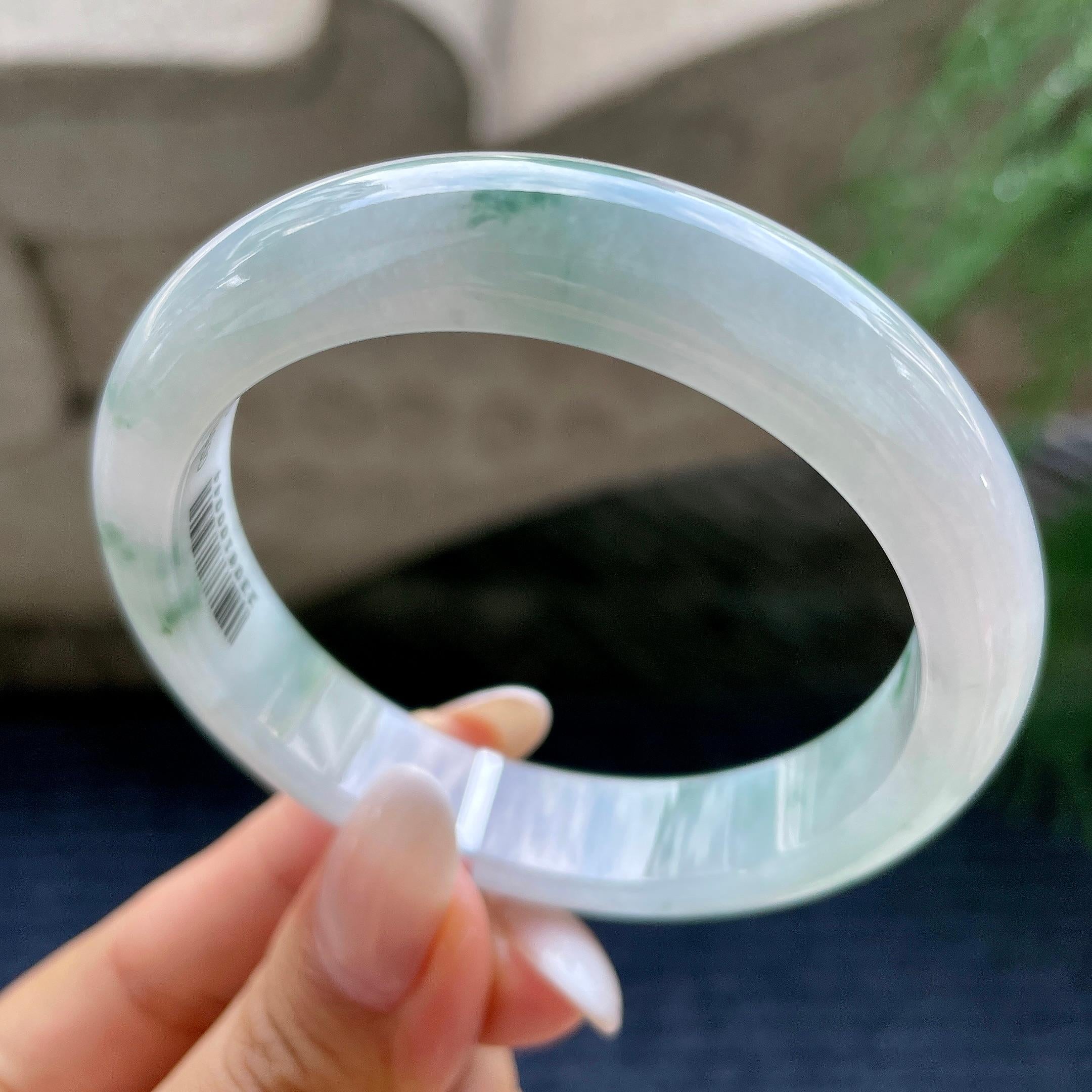 细糯种飘花正圈平安镯56圈     天然缅甸A货翡翠（yc416458）