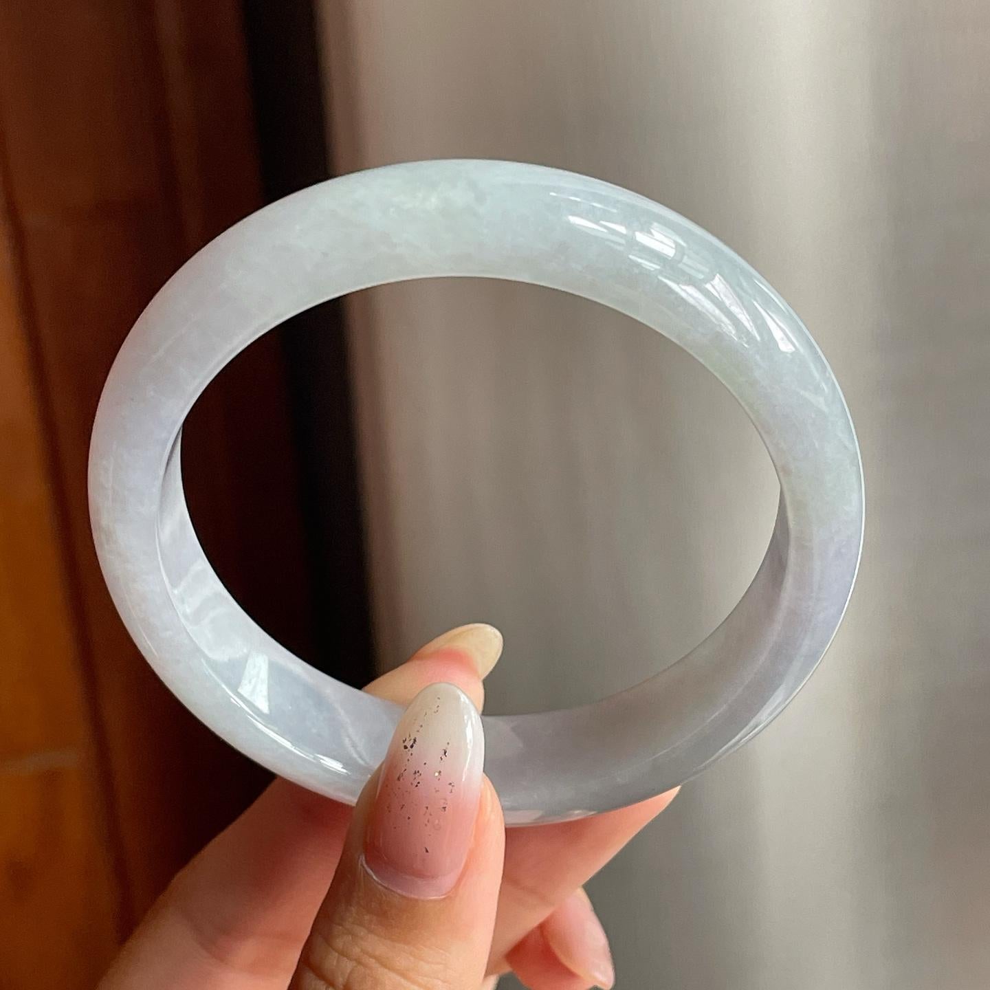 糯冰种带底色翡翠平安镯（57.7mm）（yc217399）