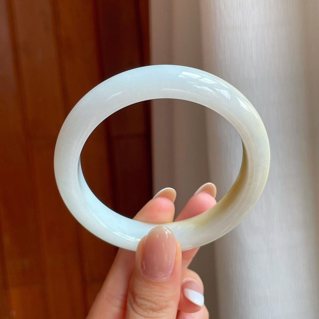 糯冰黄翡翡翠平安镯（55.2mm)（yc370426）