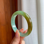 冰种黄加绿翡翠平安镯（56.8mm)（yc360248）