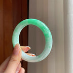 糯冰带色翡翠平安镯（57.6mm)（yc376689）