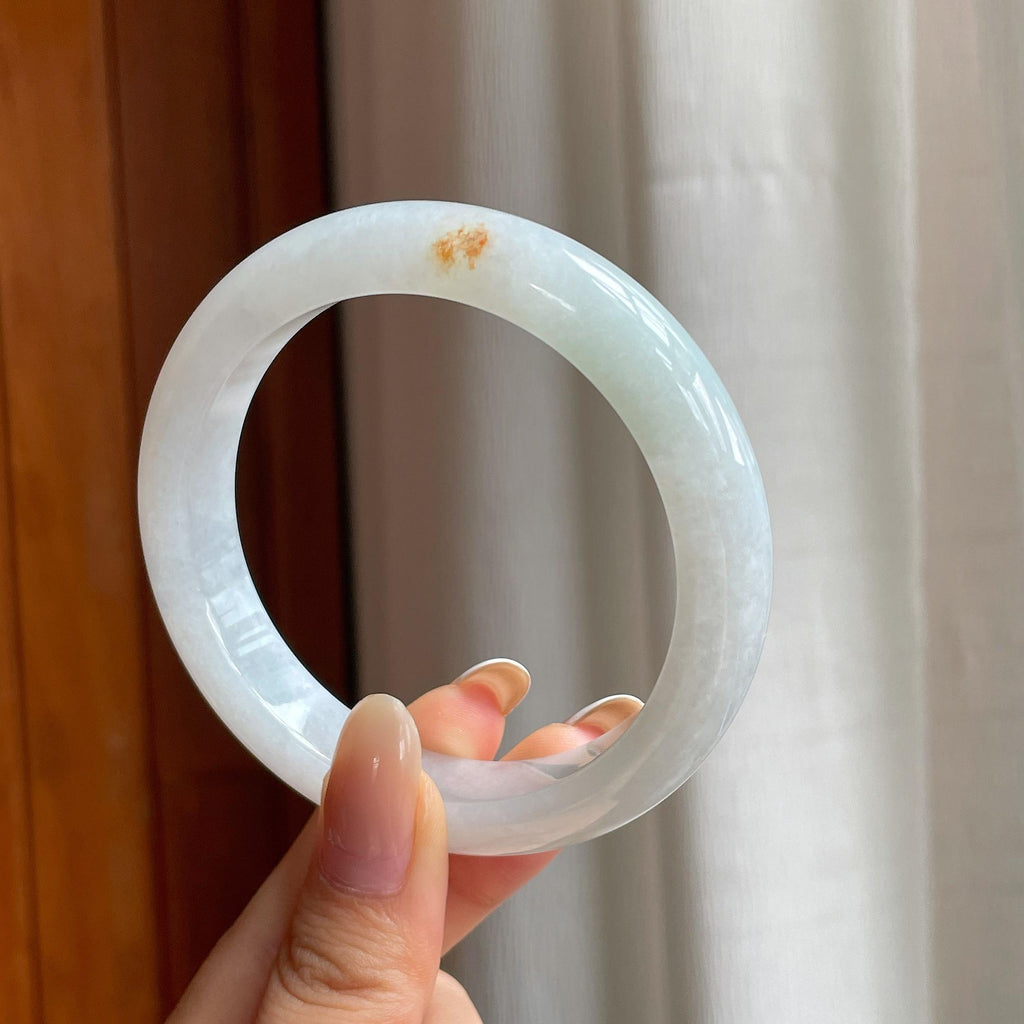糯冰白月光洒金翡翠平安镯（59mm)（yc426578）