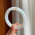 糯冰白月光洒金翡翠平安镯（59mm)（yc426578）