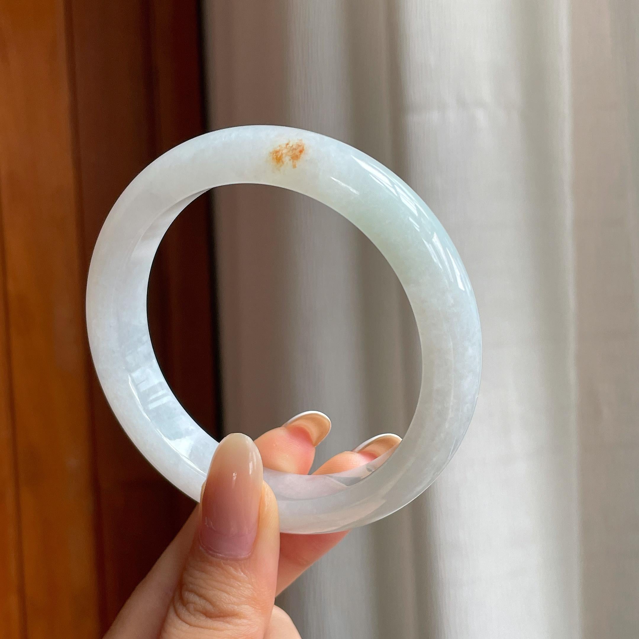 糯冰白月光洒金翡翠平安镯（59mm)（yc426578）