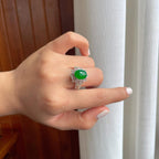 铜托冰种满绿翡翠蛋面（yc253142）