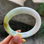 细糯种飘黄翡正圈平安镯57.1圈           天然缅甸A货翡翠（yc392729）